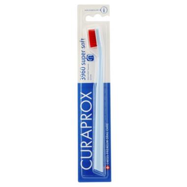 Зубна щітка Curaprox CS 3960 Super Soft Суперм'яка D 0.12 мм Блакитна з червоною щетиною (CS 3960-03) фото №1