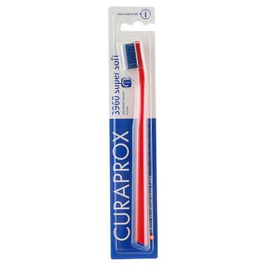 Зубна щітка Curaprox CS 3960 Super Soft Суперм'яка D 0.12 мм Червона із синьою щетиною (CS 3960-09) фото №1