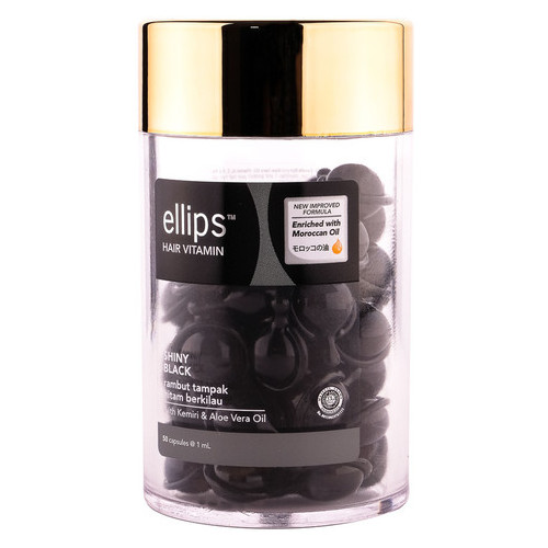 Витамины для волос Ellips Hair Vitamin Ellips Shiny Black with Kemeri & Aloe Vera Oil 50x7 мл фото №1