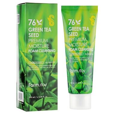 Пінка для вмивання FarmStay Green Tea Seed Premium Moisture Foam Cleansing З насінням зеленого чаю 100 мл (8809469775137) фото №2