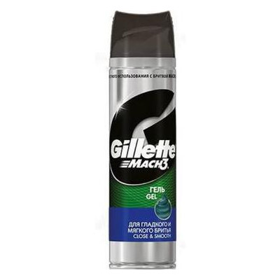 Гель для бритья Gillette Mach 3 Close & Smooth для гладкого и мягкого бритья 200 мл (7702018088485) фото №1