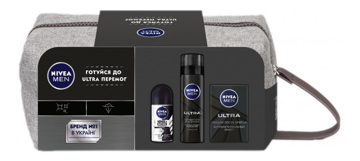 Набор подарочный с косметичкой Nivea Ultra 2019 (дезодорант, гель для бритья, лосьон после бритья) 707192 фото №1
