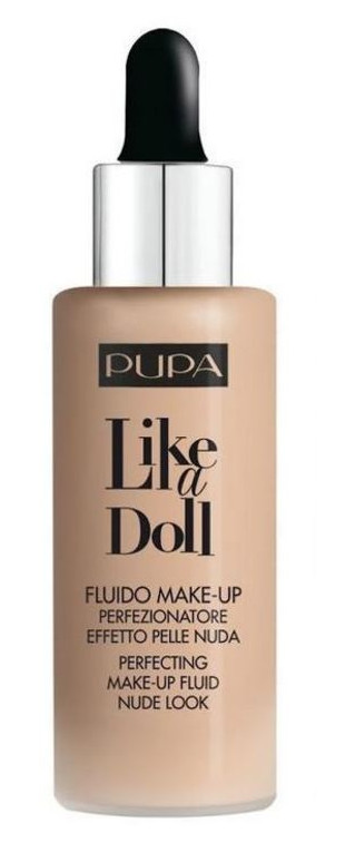 Тональный флюид Pupa Like a Doll Perfecting Make-Up Fluid Nude Look 030 - Natural beige (натуральный бежевый, для средне-светлой кожи) фото №1
