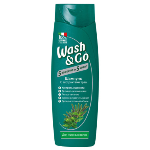 Шампунь Wash&Go с экстрактами трав для жирных волос 200 мл (8008970046006) фото №1