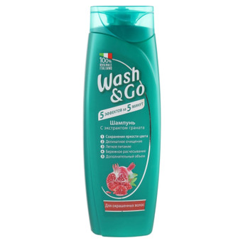 Шампунь Wash&Go з екстрактом граната для фарбованого волосся 400 мл (8008970042275) фото №1