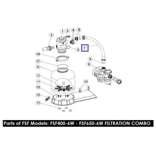 Шланг підключення фільтр-насос з муфтами для ф/в Emaux FSF500 89032301 фото №16