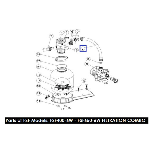 Шланг підключення фільтр-насос з муфтами для ф/в Emaux FSF500 89032301 фото №23