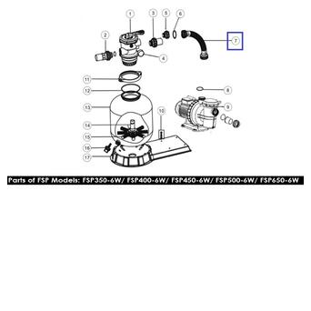 Шланг підключення фільтр-насос з муфтами для ф/в Emaux FSP350-6-Way фото №15
