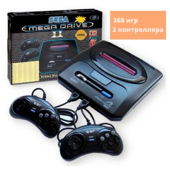 Ігрова приставка Sega Mega Drive 2 (368 вбудованих ігор підтримка картриджів) ретро консоль чорна (24335-Sega2_468) фото №2