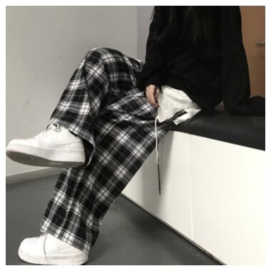 
Широкі штани в клітку бавовняні M Doyuin чорний фото №5