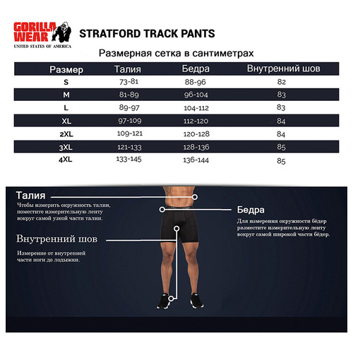 Штани Gorilla Wear Stratford Track Pants 4XL Чорний (06369272) фото №10