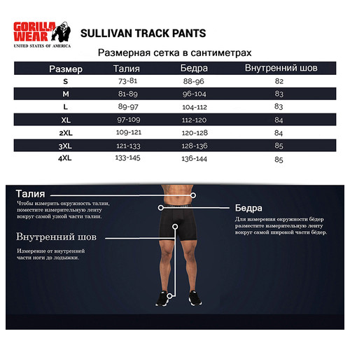 Штани Gorilla Wear Sullivan Track Pants 3XL Чорний (06369273) фото №9