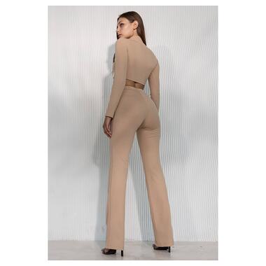 Жіночі штани прямого крою в рубчик TotalFit E5 L Бежевий (06399732) фото №4