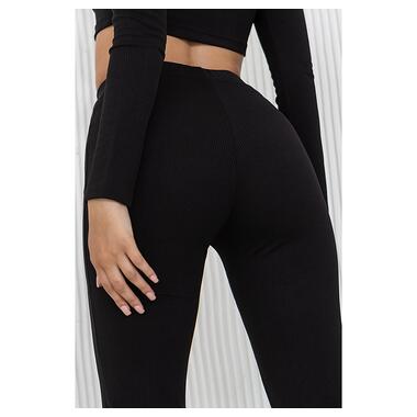 Жіночі штани прямого крою в рубчик TotalFit E5 XL Чорний (06399732) фото №3