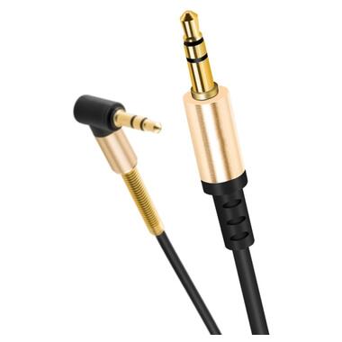 Аудіо-кабель Hoco UPA02 Spring 3.5 мм - 3.5 мм (M/M), 1 м, кутовий, чорний (UPA02SB) фото №1