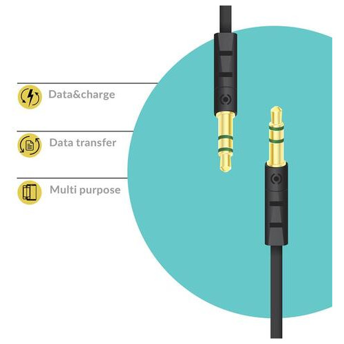 Аудіокабель Piko CB-AB11 AUX-AUX 1м, Чорний (1283126489150) фото №2
