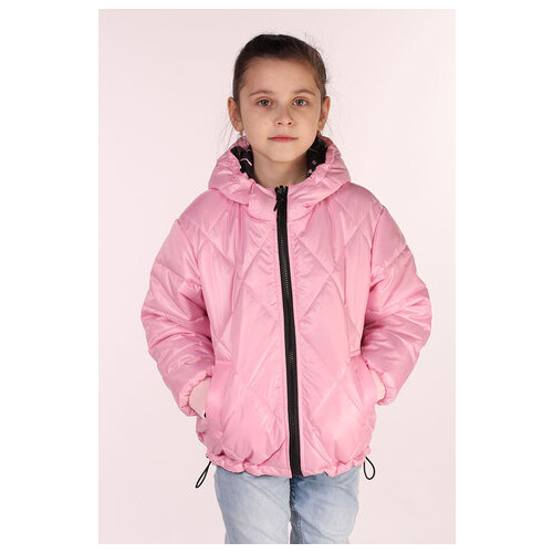 Демісезонна двостороння куртка Tiaren Міка 110 см Чорно-рожевий фото №3