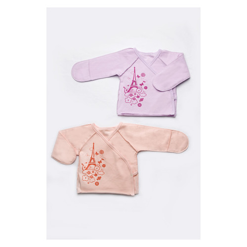 Сорочка для новонародженої дівчинки з інтерлоку (100% бавовна) Модний карапуз 301-00012_Sirenevyj,-Korall_rost-56(r.-18) фото №1