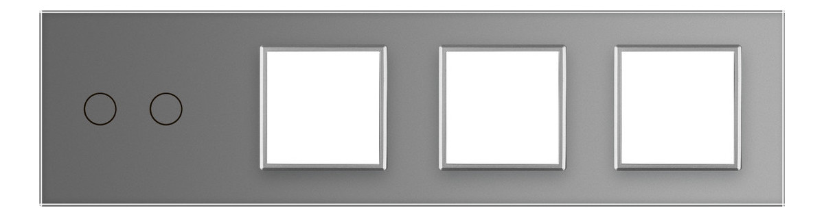 Лицьова панель Livolo для сенсорного вимикача на 2 канали та розеток колір сірий (VL-C7-C2/SR/SR/SR-15) фото №2