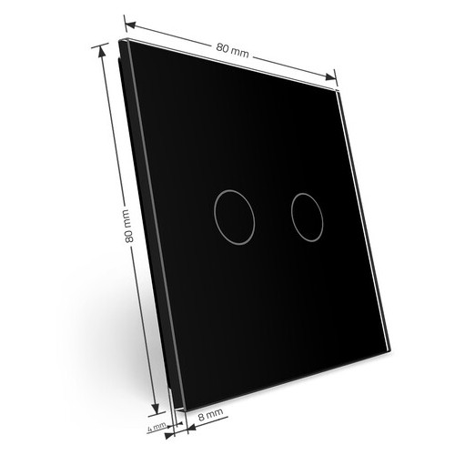Лицьова панель для сенсорного вимикача Livolo 2 каналу чорний, матеріал скло (VL-C7-C2-12) фото №3