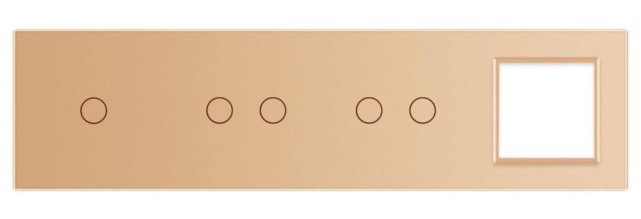 Сенсорна панель вимикача Livolo 5 сенсорів та розетку (1-2-2-0) золото скло (VL-P701/02/02/E-8A) фото №2