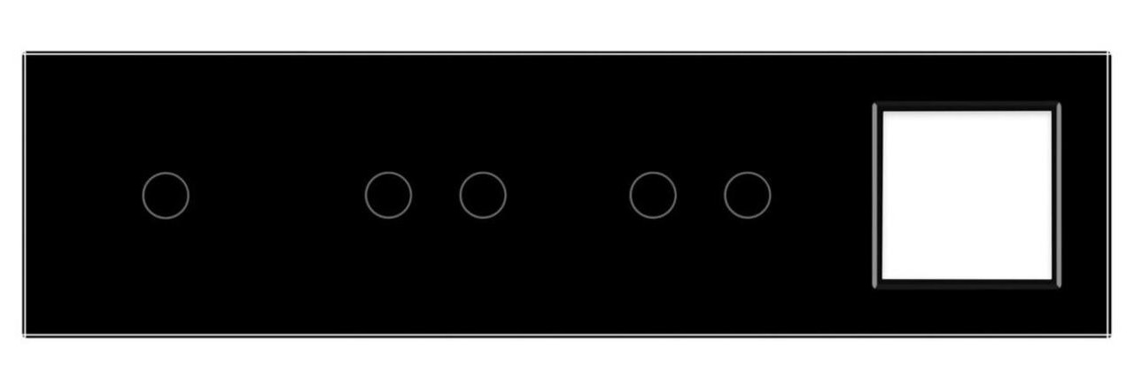 Сенсорна панель вимикача Livolo 5 сенсорів та розетку (1-2-2-0) чорне скло (VL-P701/02/02/E-8B) фото №2