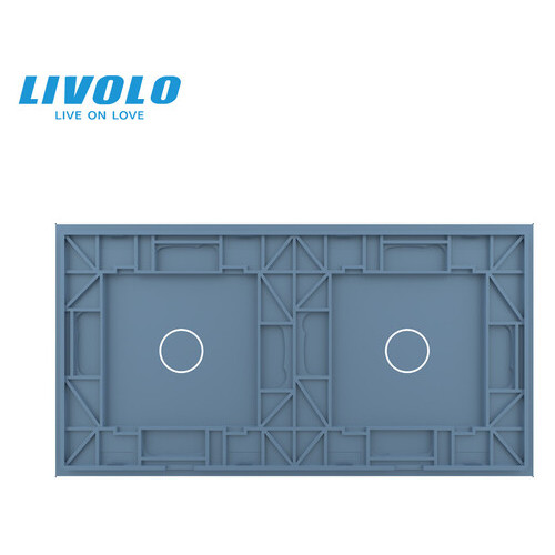 Сенсорна панель вимикача Livolo 2 каналу (1-1) блакитне скло (VL-C7-C1/C1-19) фото №4