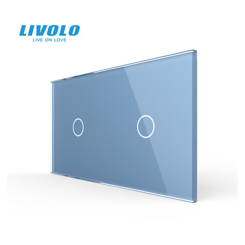 Сенсорна панель вимикача Livolo 2 каналу (1-1) блакитне скло (VL-C7-C1/C1-19) фото №1