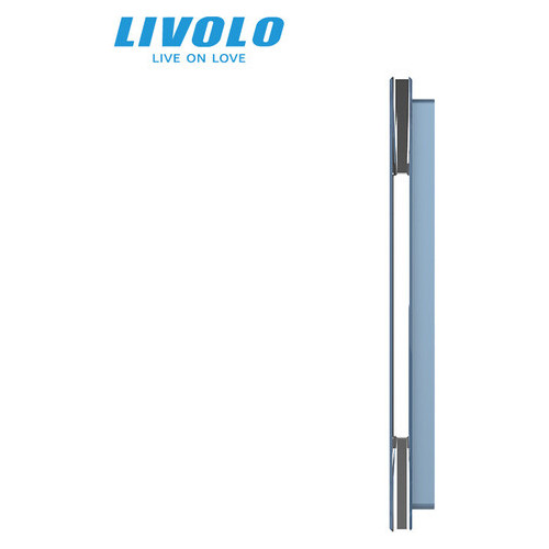 Сенсорна панель вимикача Livolo 2 каналу (1-1) блакитне скло (VL-C7-C1/C1-19) фото №3