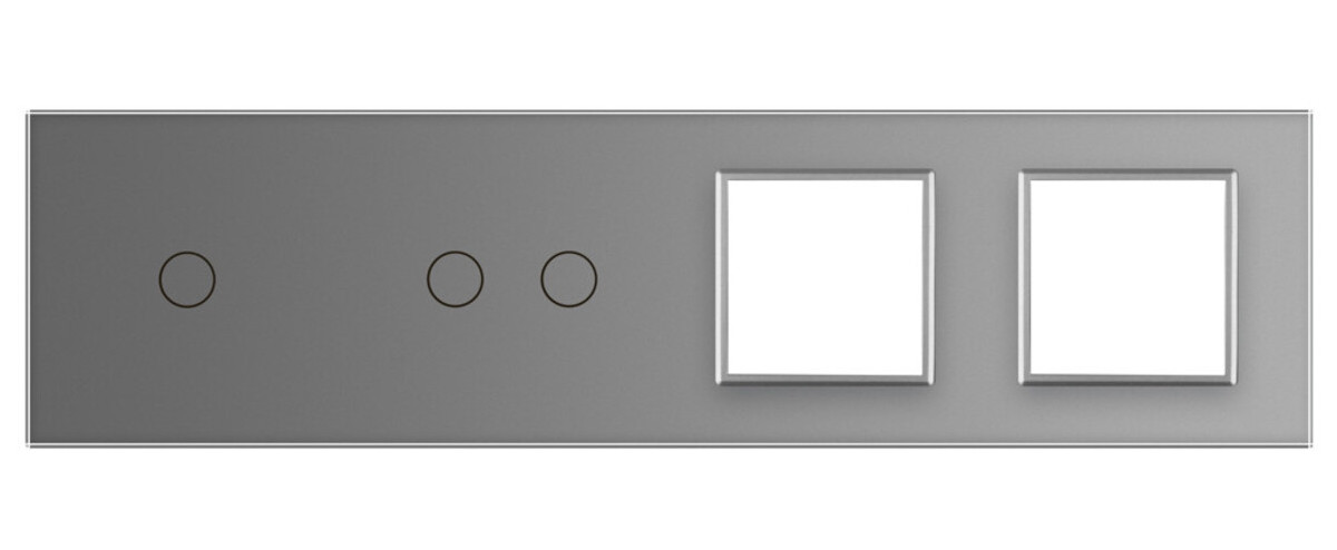 Сенсорна панель вимикача Livolo 3 каналу та дві розетки (1-2-0-0) сірий скло (VL-C7-C1/C2/SR/SR-15) фото №2