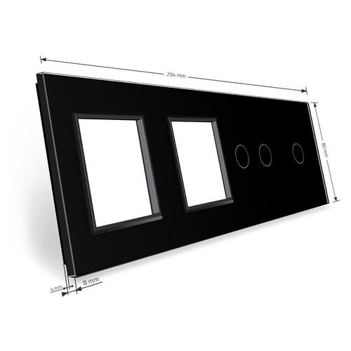 Сенсорна панель вимикача Livolo 3 каналу та дві розетки (1-2-0-0) чорне скло (VL-C7-C1/C2/SR/SR-12) фото №3