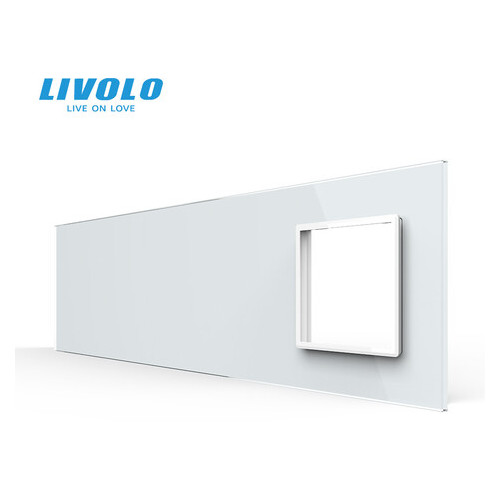 Сенсорна панель вимикача Livolo та розетку (Х-Х-Х-0) білий скло (C7-CХ/CХ/CХ/SR-11) фото №1