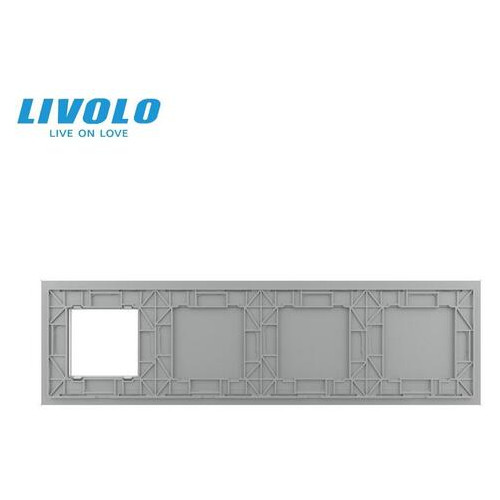 Сенсорна панель комбінована Livolo для вимикача X сенсорів та розетки (Х-Х-Х-0) сірий фото №4