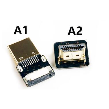 Шлейф HDMI 90 градусів Mini / Micro HDMI 20pin 10 cm (HOQO-FFC-A1-A2-10) фото №1