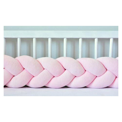 Бортик у ліжечко Хатка Косичка Ніжно-рожевий 120 см одна сторона ліжечка фото №1