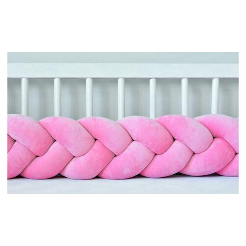 Бортик в кроватку Хатка Косичка Розовый 240 см на три стороны фото №1