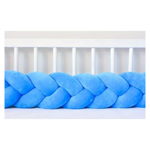 Бортик у ліжечко Хатка Косичка Синій 120 см одна сторона ліжечка фото №1