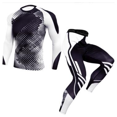 Комплект для тренувань компресійний одяг LHPWTQ 2XL чорно-білий фото №1
