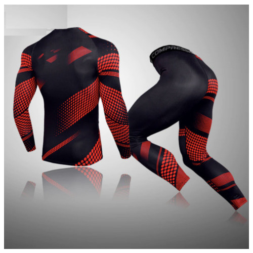 Комплект для тренувань компресійний одяг LHPWTQ L чорно-червоний фото №10