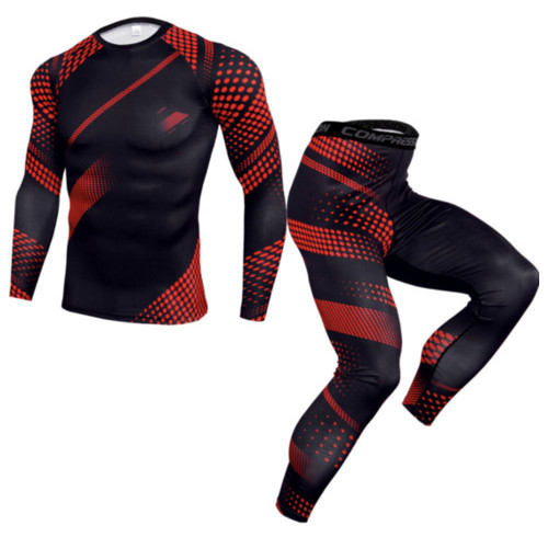 Комплект для тренувань компресійний одяг LHPWTQ L чорно-червоний фото №1