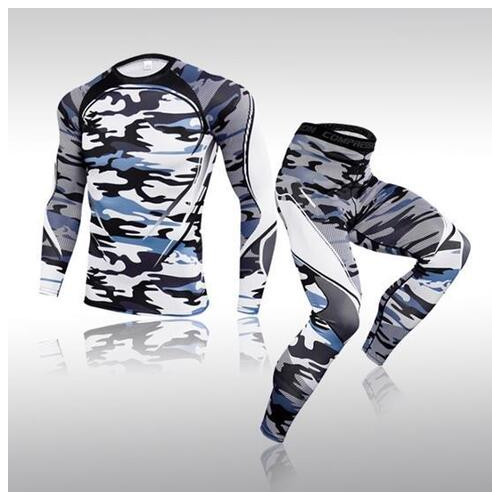 Комплект для тренувань компресійний одяг LHPWTQ XL камуфляж сірий фото №1