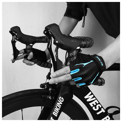 Велосипедні рукавички West Biking 0211190 L Blue велорукавичкибез пальців спортивні безпалі фото №4