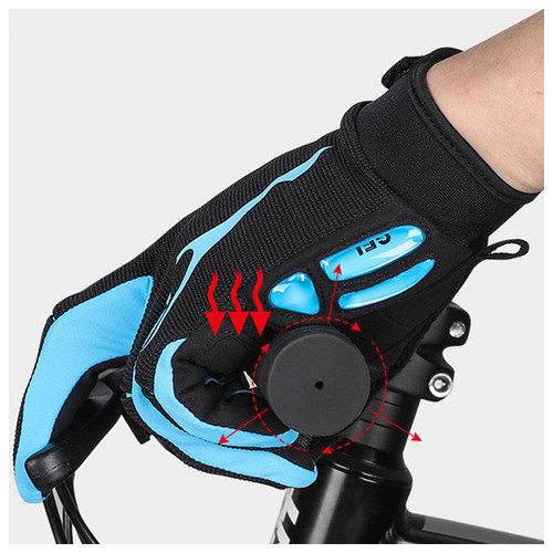 Велосипедні рукавички West Biking 0211191 XL Blue із закритими пальцями спортивні із сенсорним відгуком фото №6