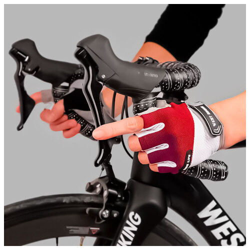 Рукавички велосипедні спортивні West Biking 0211189 L Red з короткими пальцями фото №5
