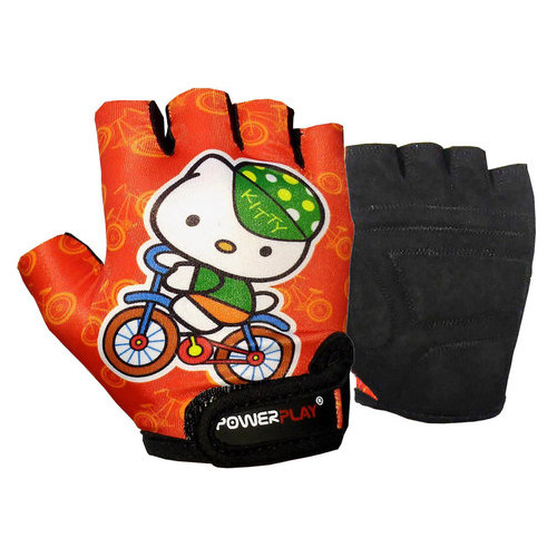 Велосипедні рукавички дитячі PowerPlay 5473 Kitty S Помаранчеві фото №1