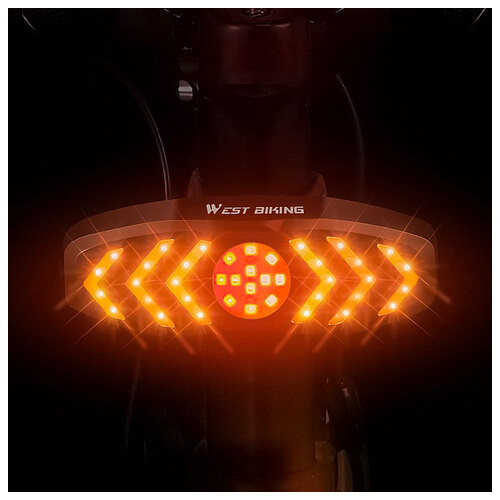 Ліхтар велосипедний габаритний із зазначенням поворотів West Biking YP0701313 фото №5