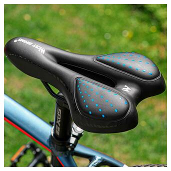 Велосипедне сідло West Biking YP0801086 Black Blue з отвором вентиляцією м'яке спортивне фото №4