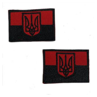Шеврон на липучках Прапор з гербом червоний з чорним ЗСУ 20222218 10027 6,5х4,5 см фото №3