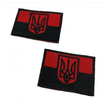 Шеврон на липучках Прапор з гербом червоний з чорним ЗСУ 20222218 10027 6,5х4,5 см фото №2