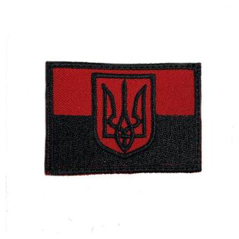 Шеврон на липучках Прапор з гербом червоний з чорним ЗСУ 20222218 10027 6,5х4,5 см фото №1